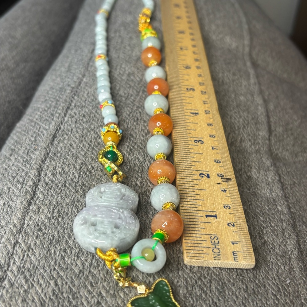 Multicolor Jadeite Beaded Necklace - Picture 7 of 8